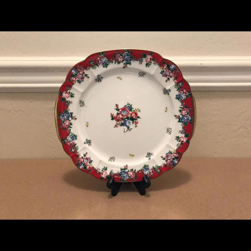 Kenzo Paris By Aito Made in Japan Porcelain Plate With Flowers Gold Rim